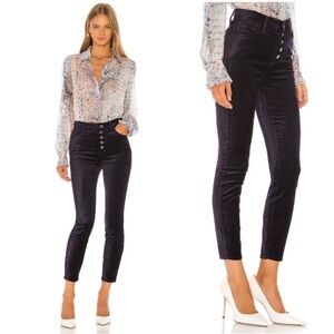 [NWT] 7 For All Mankind High Waist Velvet Ankle Skinny Black Crop Pants - Sz 30